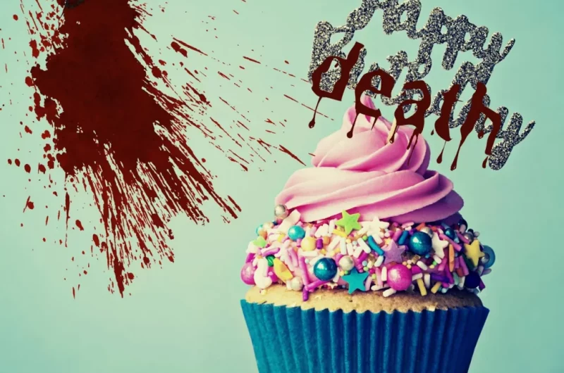 birthday cupcake with blood splatter - cover image for movies like happy death day